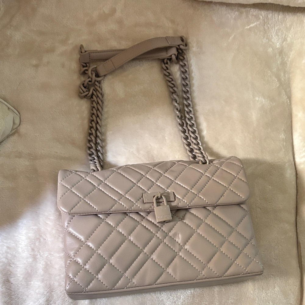 Kurt Geiger Quilted Chain-strap Shoulder Bag in Taupe
